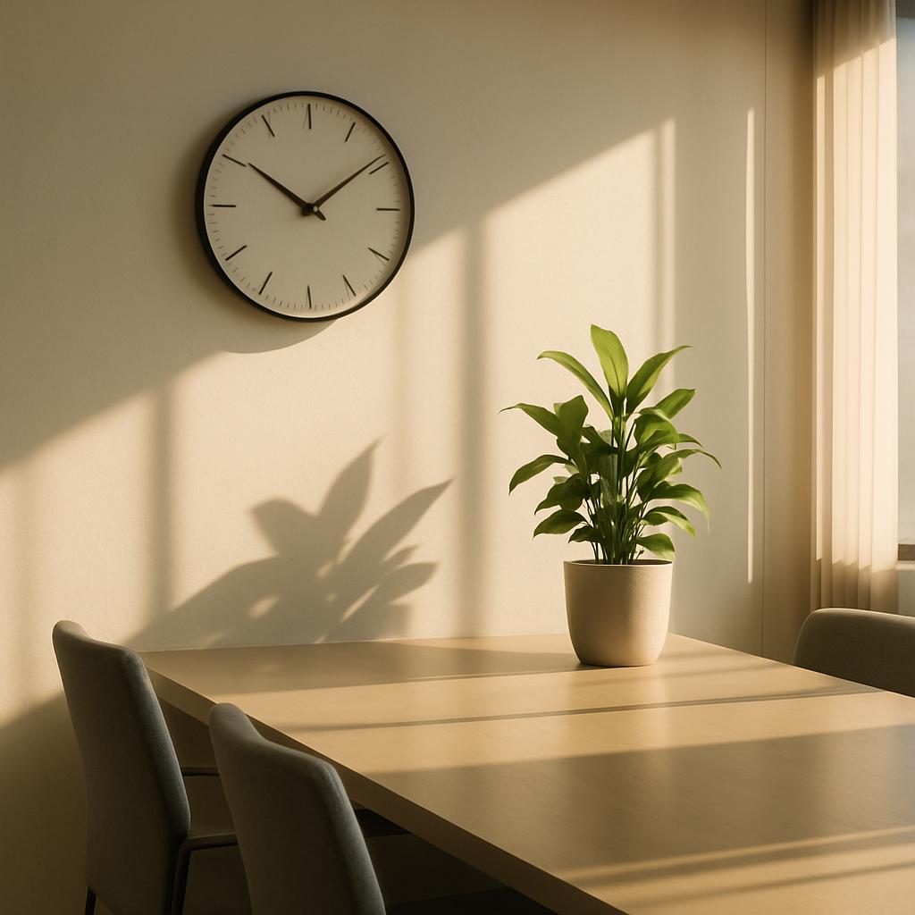 Empty office of with chairs pushed in