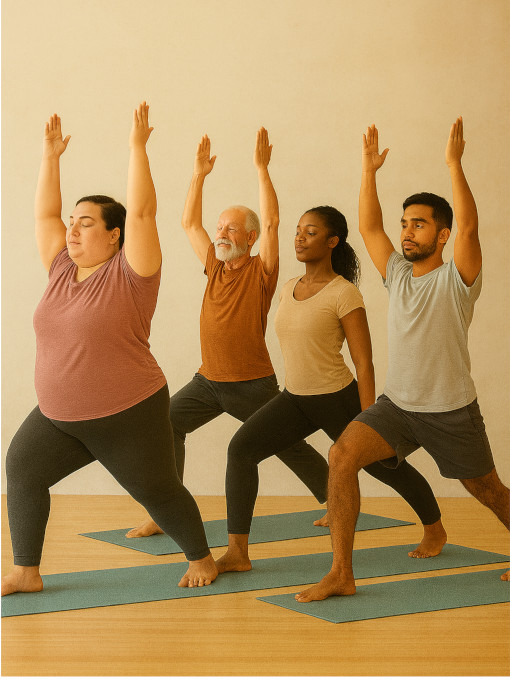 Inclusive group doing yoga